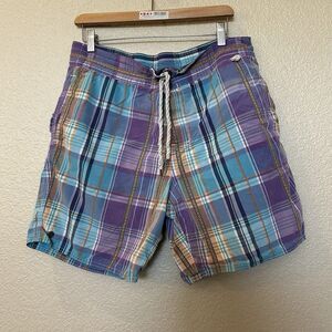 Polo Ralph Lauren Men's Board Shorts Large Multicolor Plaid Swim Blue purple